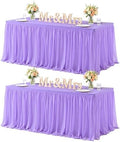 Purple Table Cloth Spandex Table Covers 8ft Fitted Tulle Tablecloth Rectangular Desk Skirt Stretch Lavender Lilac Table Cloths Covers Party Banquet Birthday Baby Shower Wedding Table Cloth, 2 Pack by HBBMAGIC