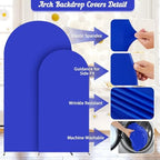 Royal Blue Arch Backdrop Cover 2 Set - 6.6FT, 5FT Spandex Fitted Wedding Arch Backdrop Covers Round Top Chiara Arch Backdrop Stands Cover for Birthday Banquet Photo Background - Image 3