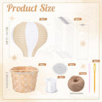 Meooeck 6 Pcs Hanging Hot Air Balloon Decorations Paper Lanterns 12 Inch Reusable Hot Air Balloon Decor Paper Lanterns Set for DIY Craft Wedding Birthday Christmas Home Living Room (Brown White) - Image 2
