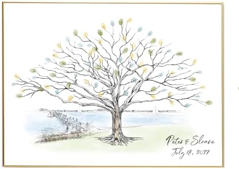 Thumbprint Tree Guestbook Alternative Guest Book with Sailboats for Weddings, Birthdays, Retirement by Magic+Wand+Ink