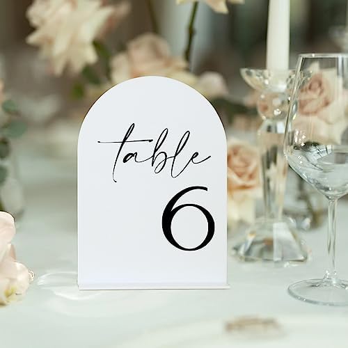 HOODO White Arch Wedding Table Numbers 1-15 with Stands, 5"x7" Arched Acrylic Signs and Holders, White Arch Table Numbers for Wedding Reception, Centerpiece, Party, Anniversary, Event - Image 7