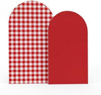 Tegeme 2 Set Gingham Arch Backdrop Cover 7.2ft 6.6ft Arch Cover, Red - Image 6