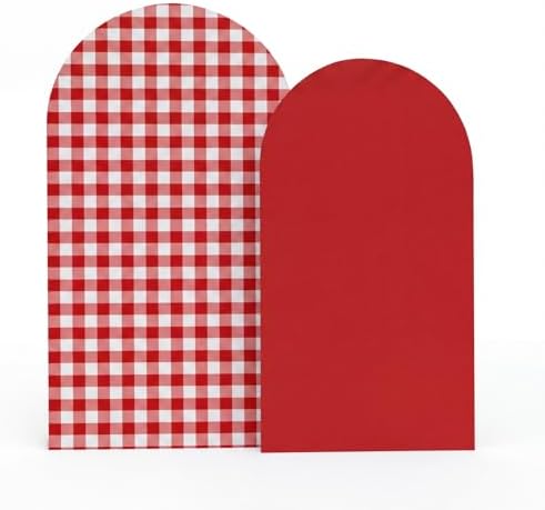Tegeme 2 Set Gingham Arch Backdrop Cover 7.2ft 6.6ft Arch Cover, Red - Image 6
