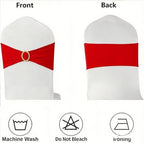 Red Chair Sashes 50 Pack with Gold Buckle Slider, Spandex Red Chair Bands Bows for Folding Chairs Wedding Party Banquet Décor - Image 4