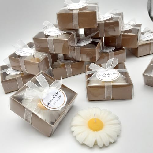 Giftsupstore Wedding Favors for Guests Bulk –20 Set Elegant Daisy Flower Candles – Custom Bridal Shower Gifts, Baby Shower & Personalized Bachelorette Party Candle Favors, Unique Handmade Floral Decor - Image 4