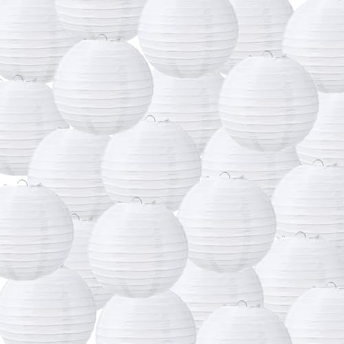 Treela 48pack White Chinese Paper Lanterns for Wedding Party Decor, 10" by Treela
