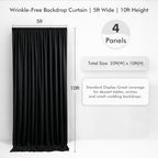 20×10 Black Curtains for Wedding Party Backdrop Decorations-4 Panel 5×10ft - Image 2