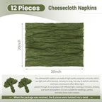 Cloth Napkins Set of 12 Olive Green Napkins 20x20inch Cheesecloth Napkin Rustic Boho Gauze Washable Dinner Napkin Cloth Bulk for Wedding Party Bridal Baby Shower Thanksgiving Table Decor - Image 2