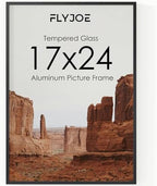 FLYJOE 17x24 Metal Picture Frame - Black Aluminum Picture Frames with Real Glass, Wall Mounting Horizontally or Vertically, Diploma, Certificates and Decor for Wall Gallery 24x17 Frame, Black by FLYJOE