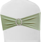 Sage Green Chair Sashes 50 Pack, Spandex Sage Chair Bands Elastic Slider Chairs Ties for Wedding Party Baby Shower Events Banquet Decor by MAGTOWNE