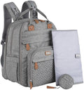 BabbleRoo Extra Large Diaper Bag Backpack, Expandable Baby Bag with Up to 50% More Capacity - Travel Essentials Baby Bag Tote with Changing Pad, Stroller Straps & Pacifier Case - Unisex, Light Gray by BabbleRoo
