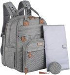 BabbleRoo Extra Large Diaper Bag Backpack, Expandable Baby Bag with Up to 50% More Capacity - Travel Essentials Baby Bag Tote with Changing Pad, Stroller Straps & Pacifier Case - Unisex, Light Gray by BabbleRoo