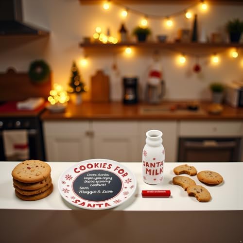 Holiday Santa’s Cookie and Milk Plate and Cup, Chalkboard Personalized Message with Included Chalk, Gift for Kids, Christmas Eve Tradition Play Set - Image 6