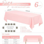 Showgeous 60x102 Inch Pink Rectangle Tablecloth 6 Pack Fit 6FT Table - Image 2