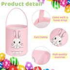 SATINIOR 12 Pack Easter Basket Bulk Easter Bunny Canvas Buckets with Handles Large Personalized Cute Rabbit Tote Bags for Hunt Party Favor Gifts(Pastel Color) - Image 3