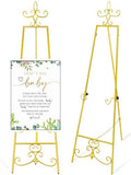 57'' Gold Easel Stand for Sign, Heavy Duty Metal Display Stand with Adjustable Chain, Vintage Decor Art Easel for Display, Picture Frame Stands for Wedding Welcome Sign Posters Painting by Unknown