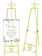 57'' Gold Easel Stand for Sign, Heavy Duty Metal Display Stand with Adjustable Chain, Vintage Decor Art Easel for Display, Picture Frame Stands for Wedding Welcome Sign Posters Painting by Unknown