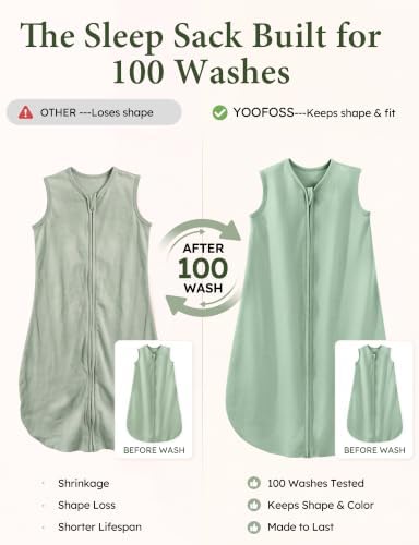 Yoofoss Baby Sleep Sack 12-18 Month 0.5TOG 100% Organic Cotton 2-Way Zipper - Image 2