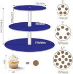 J JOYSAY Navy Blue Print Acrylic Cupcake Stand 3 Tier Dessert Table Display Set Clear Cake Stands for Party Baby Shower Wedding Decorations Easy Assembly Donut Tower - Image 3