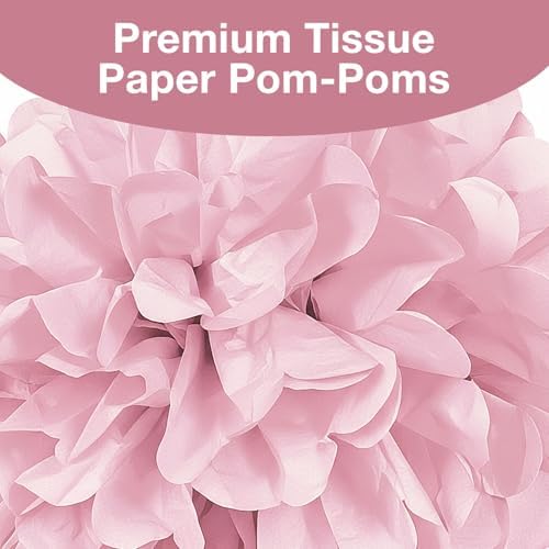 Fun Express - Light Pink Tissue Pom Pom Decor W/gromme - Party Decor - Hanging Decor - Tissue - 6 Pieces - Image 2