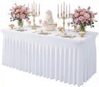 6 Pack White Spandex Tablecloth for 6FT Rectangle Tables, Table Skirt 30x72 Inch Stretch Table Cloths Elastic Fitted Tables Cover for Wedding Parties Birthday Banquet Baby Shower Events by Baoszty