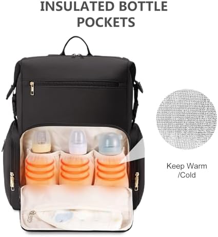CEI-CEI Neoprene Diaper Bag Backpack Large Newborn Baby Maternity Bags Waterproof Travel Tote for Mom Dad with Insulated Pockets,Changing Pad - Image 2