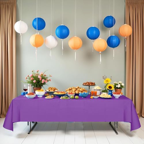 [6 Pack] Purple Paper Tablecloth Disposable for Rectangle Tables, 54 X 108 Inch Party Table Cover with Plastic Backing, Waterproof 3 Ply Table Cloth for Church Event Club Parties - Image 2