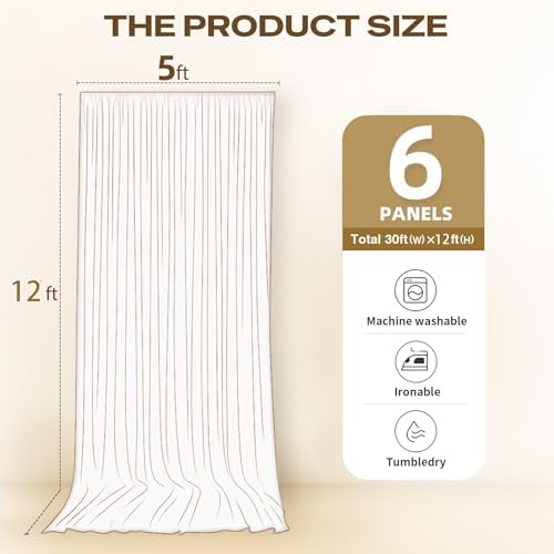 30ftx12ft Hunter Green Backdrop Curtains for Parties, Wrinkle Free Polyester Hunter Green Photo Backdrop Drapes 6 Panels 12 ft Long Back Drop Cloth for Wedding Birthday Photography Background Party - Image 6