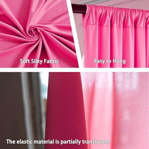 10 x 10 Feet Pink B Backdrop Curtain for Partie, Background Curtains for Photoshoot, Birthday, Wedding, Halloween, Thanksgiving, Christmas Day, New Year Party Decorations 5Ft x 10Ft, 2 Panels - Image 3