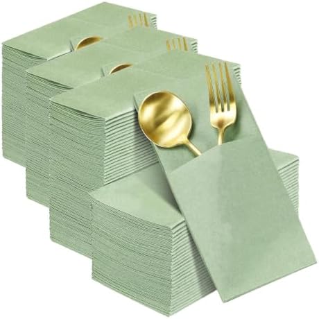 Seajan 120 Pcs Sage Green Napkins 2 Ply 16"x16" Sage Green Linen Feel Napkins Disposable Soft Linen Dinner Wedding Guest Hand Towels for Wedding Bridal Baby Shower Decorations Supplies (Pack of 3) by Seajan