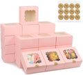 100 pcs 6x6x3 Inch Cookie Boxes with Window, Pink Cookie Boxes for Gift Giving, Bakery Boxes for Cookies, Macarons, Donuts, Pastries by OUGEBOX