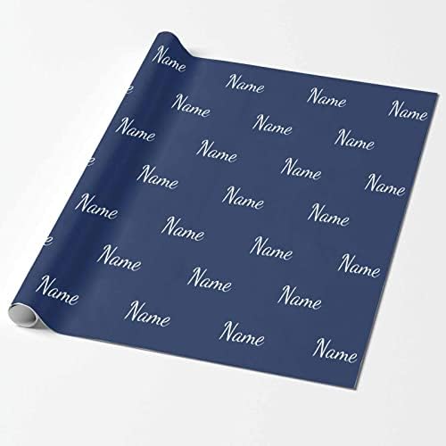 MyPupSocks Customized Logo Gift Wrapping Paper, Name Navy Blue Personalized Birthday Gift Wrap Paper with Text Funny Wrapping Paper Roll for Men Women Birthday Christmas 58x23 3 Rolls - Image 2