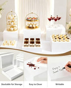 Buffet Risers, 3 Pcs White Square Acrylic Stands for Party & Events - Image 5