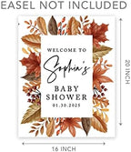 Andaz Press Custom Large Baby Shower Welcome Sign, 16" x 20", Rustic Fall Leaves Personalized Canvas Welcome Sign, Signage Gender-Neutral Canvas Sign for Baby Sprinkle, Fall Baby Shower Decorations - Image 5