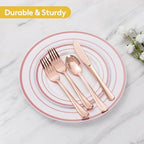 Goodluck 300 Pieces Rose Gold Disposable Plates for 50 Guests - Image 5