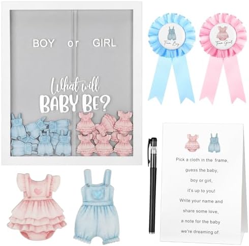 55 Pcs Baby Cloth Gender Reveal Game Voting Board, Baby Cloth by Qunclay