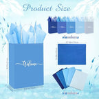 Kolldenn 50 Set Gradient Blue Small Welcome Gift Bags Bulk & Tissue Paper - Image 2