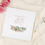 Andaz Press Personalized Baby Shower Guestbook with Gold Accents, Blush Pink and White Florals Custom, White Guest Sign in Registry 120 Pages 8.5 X 8.5 Memories Book for DIY, Scrapbook, Photo Album - Image 2