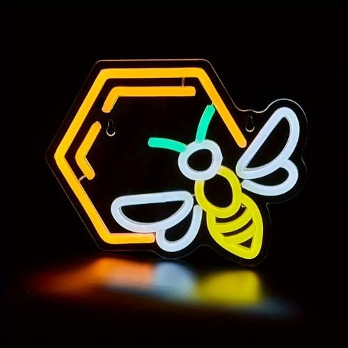 Bee Neon Sign – USB Wall Light in Warm Yellow, LED Wall Sign for Bedroom, Living Room, Parties, or Unique Gift for Bee Lovers 14″ ×11″ - Image 4