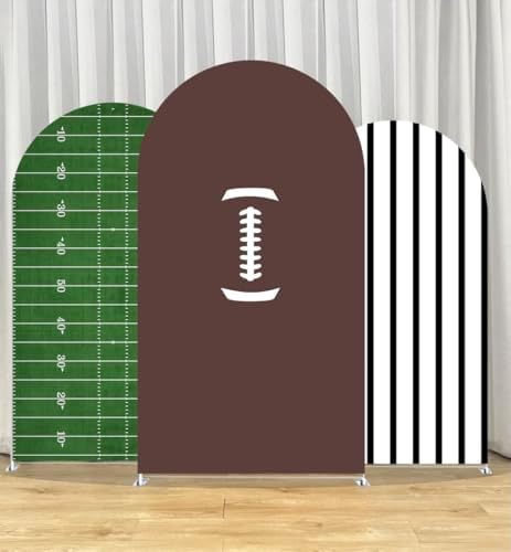 NIVIUS PHOTO American Football White and Black Stripes Arch Backdrop Cover for Boy Birthday Baby Shower Sport Party First Year Down Rugby Theme Decor,Elastic Spandex (3X6ft,GX2802) - Image 4