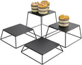 Dessert Table Risers Display Stands Food display Black Metal Square Retail Pizza,Cupcake,Candy Stands Food Platter Tray,6x6 INCH,Set of 4 by YFEEN