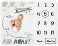 Sweet Jojo Designs Vintage Airplane Boy Baby Milestone Blanket Newborn Monthly First Year Photo Growth Chart Infant Memory Gift Set Grey Green Blue White Yellow Airplanes Plane Transportation Clouds by SweetJojoDesigns
