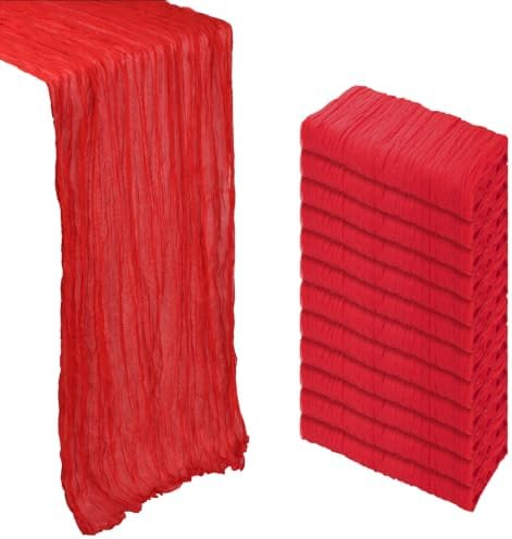 12 Pack 23 x 120 Inch Red Table Runner 10Ft Cheesecloth by Heneger