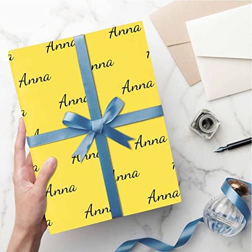 MyPupSocks Personalized Text Wrapping Paper, Name Yellow Custom Funny Logo Wrapping Paper Roll for Boys Girls Baby Shower Wedding Anniversary Birthday Gift 58x23 Inch 3 Rolls - Image 5