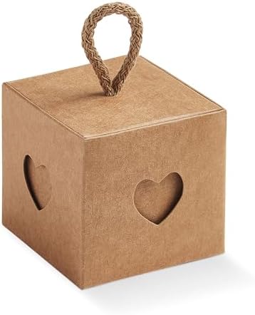Boxes Craftory Pack of 25 Favor Boxes with Twine Handles (1.96 x 1.96 x 1.96 inch) - Ideal for Wedding Party and Bridal Shower Gift Boxes - Havana by BoxesCraftory