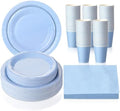 Tioncy 200 Pcs Blue Disposable Paper Plates Cups Napkins by Tioncy