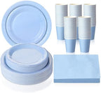 Tioncy 200 Pcs Blue Disposable Paper Plates Cups Napkins by Tioncy
