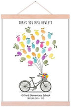 Graduation Wedding Gift Fingerprint Guestbook Alternative Customized DIY Thumbprint Painting Bicycle with Balloons Canvas Signature Book with Wood Hanger-80x120cm by Unknown