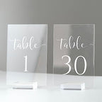 Acrylic Wedding Table Numbers 1-30 with Stand- 4x6 Inch Clear Sign Printed Calligraphy Font, Acrylic Table Numbers with Holder Base for Wedding Party Reception by JINMURY