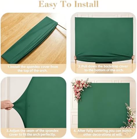 Hunter Green Square Arch Backdrop Cover 6.6x6.6FT, Double-Sided Stretchy Spandex Fabric Fits Square Arch Backdrop Stand, Green Background Backdrop for Wedding Baby Shower Birthday Party Decoration - Image 4